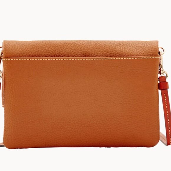 DOONEY & BOURKE Pebble Grain Caramel Foldover Zip Crossbody NWT - Picture 3 of 6